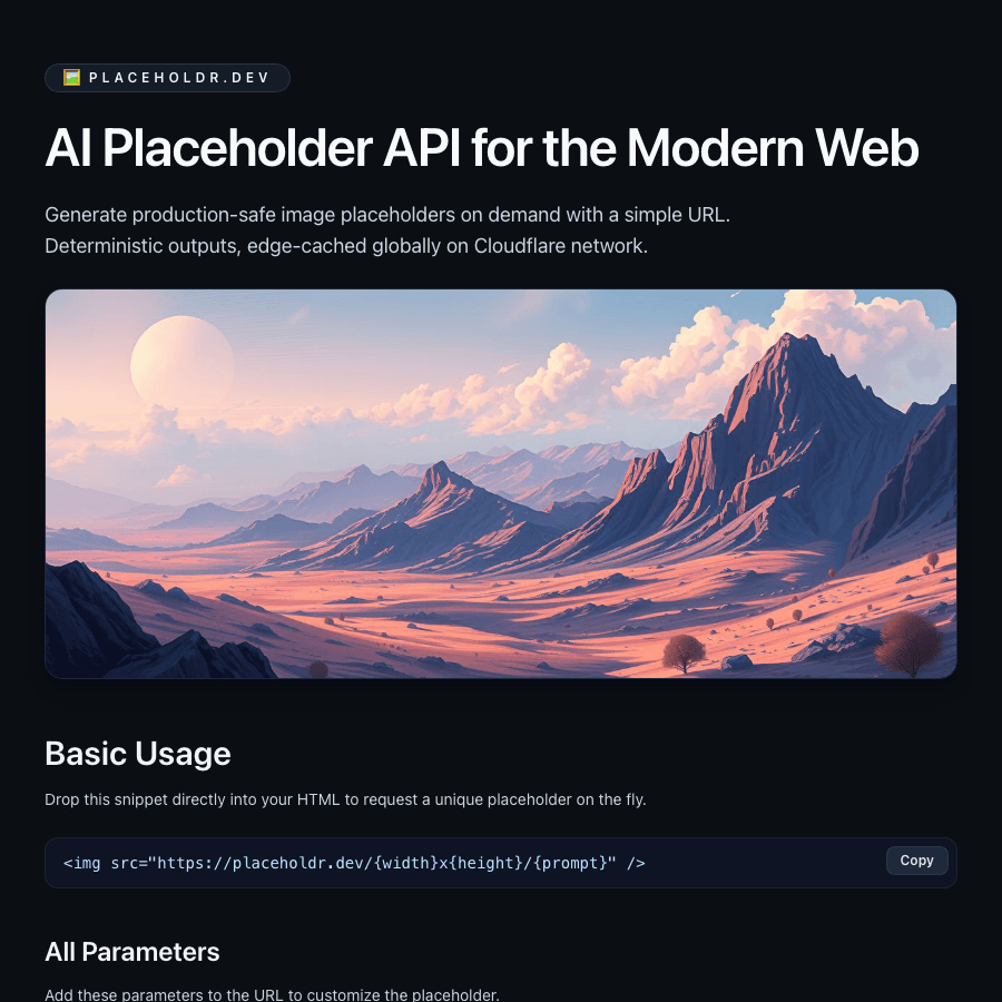 placeholdr.dev landing page preview